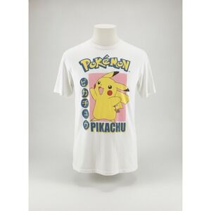 Pokemon Pikachu‎ Graphic T-Shirt Mens White Short Sleeve Retro Anime Tee